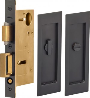 Omnia 7035/L Privacy Pocket Door Lock with Modern Rectangular Trim